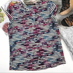 Ivaka Trump stripe watercolor cap sleeve blouse